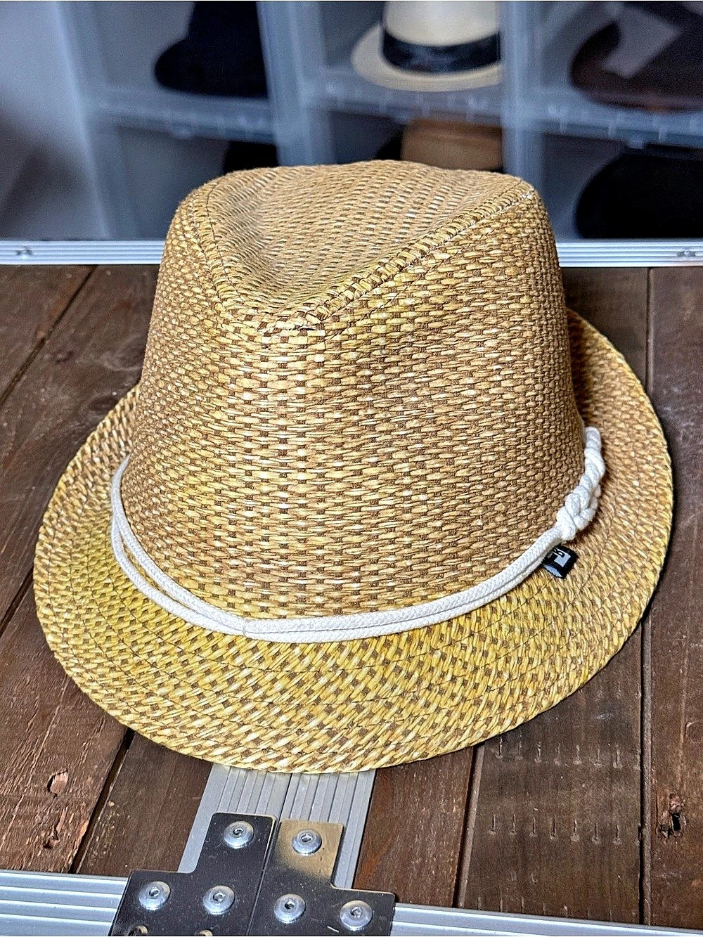 Block Headwear Natural Woven Straw Fedora Rope Band M/L 57cm